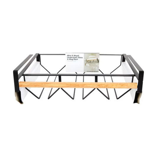 Anko Wire and Wood Undershelf Glass and Mug Rack