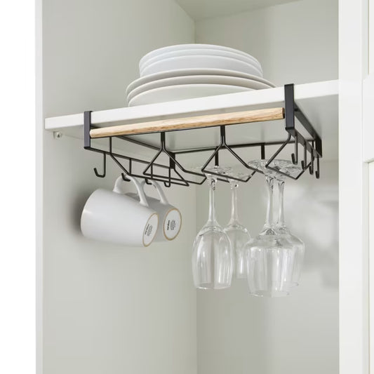 Anko Wire and Wood Undershelf Glass and Mug Rack