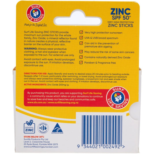 Surf Life Saving SPF 50+ Zinc Stick Sunscreen 3 Pack 12g
