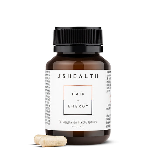 J S Health Hair + Energy 30 Vegetarian Capsules