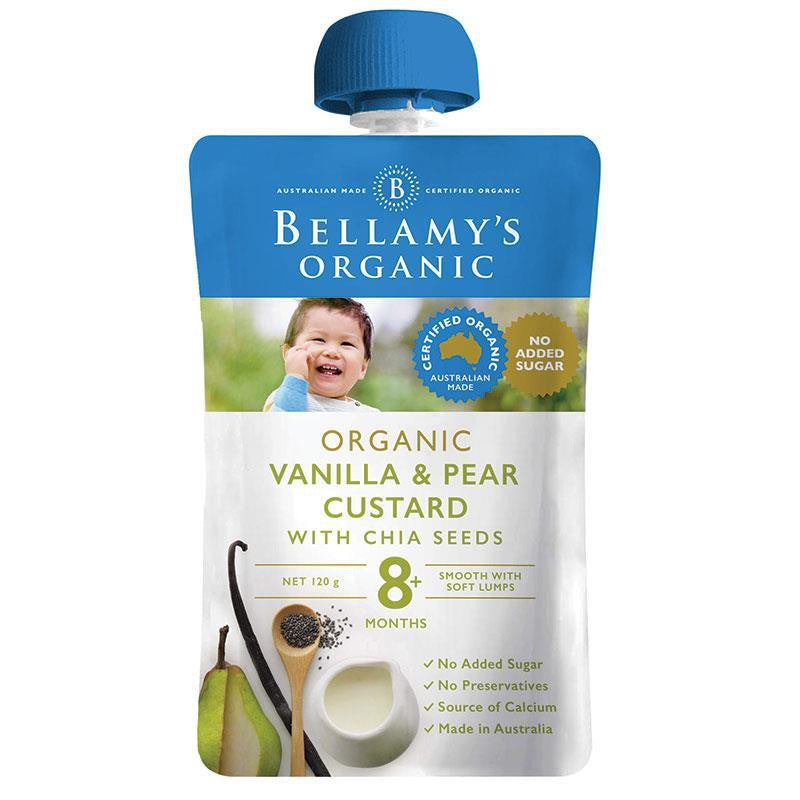 Bellamy's Organic 8+ Months Vanilla & Pear Custard with Chia Seeds