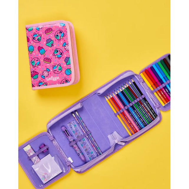 Smiggle Filled In Pencil Case Stationery Gift Pack Colored Pens Markers Eraser Notebook