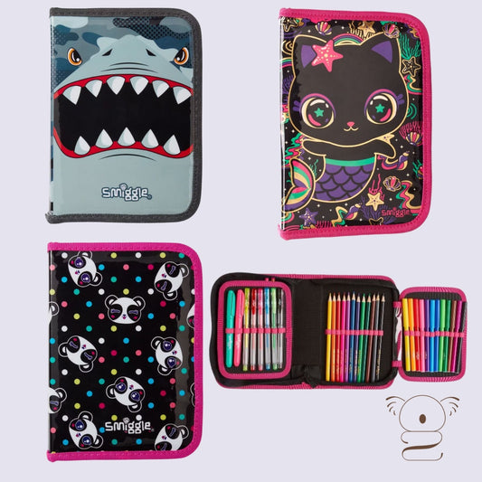 Smiggle Filled In Pencil Case Stationery Gift Pack Colored Pens Markers Eraser Notebook