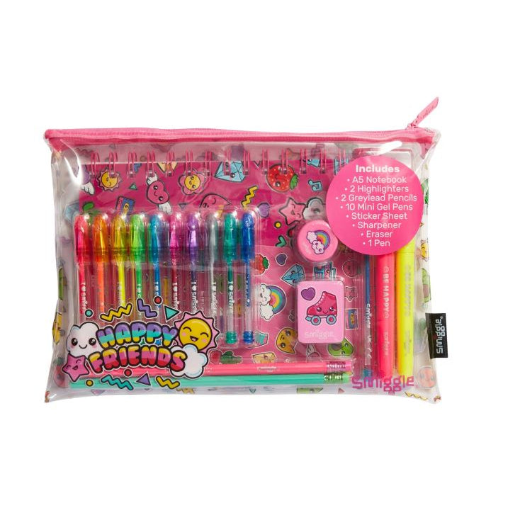 Smiggle Kids Essentials A5 Stationery Gift Pack Notebooks Pens Pencil Case Sticker Eraser