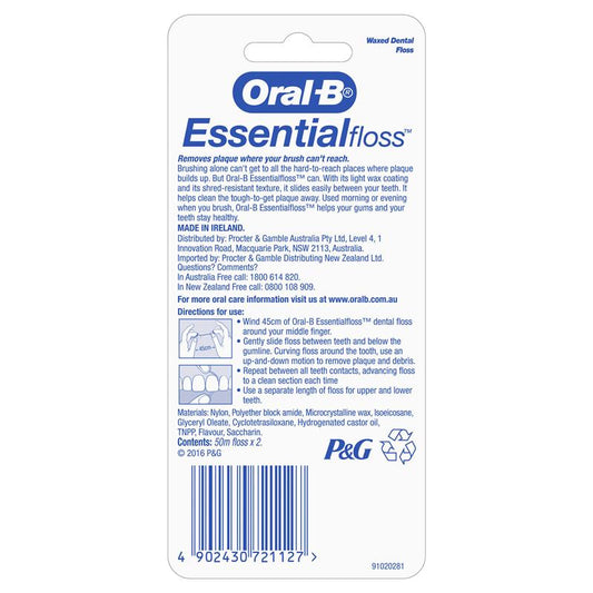 Oral B Essential Floss Twin Pack 2x50m
