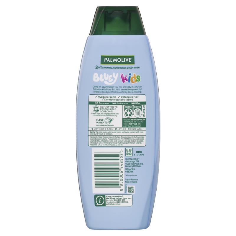 Palmolive Kids Bluey 3 in 1 Body Bath & Hair Shampoo Conditioner Berrylicious Scent