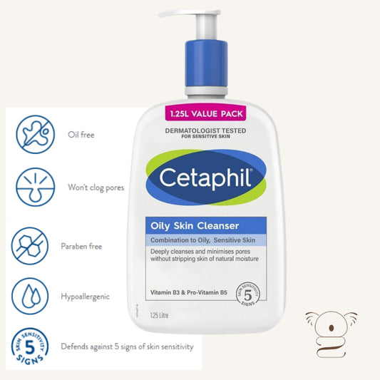 Cetaphil Oily Skin Cleanser 1.25L for Face and Body Sensitive Combination