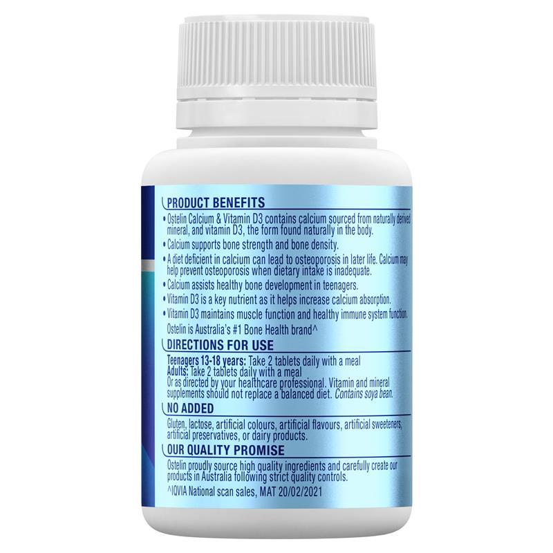 Ostelin Calcium & Vitamin D - D3 for Bone Health + Immune Support - 60 Tablets