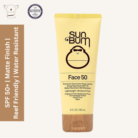 Sun Bum Face SPF 50+ UVA/UVB Sunscreen Lotion Vegan Reef Friendly Matte Finish 88ml