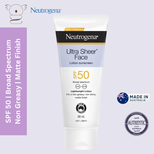 Neutrogena Ultra Sheer Face Lotion Sunscreen SPF 50 Non-greasy Non-sticky Matte Finish 88ml
