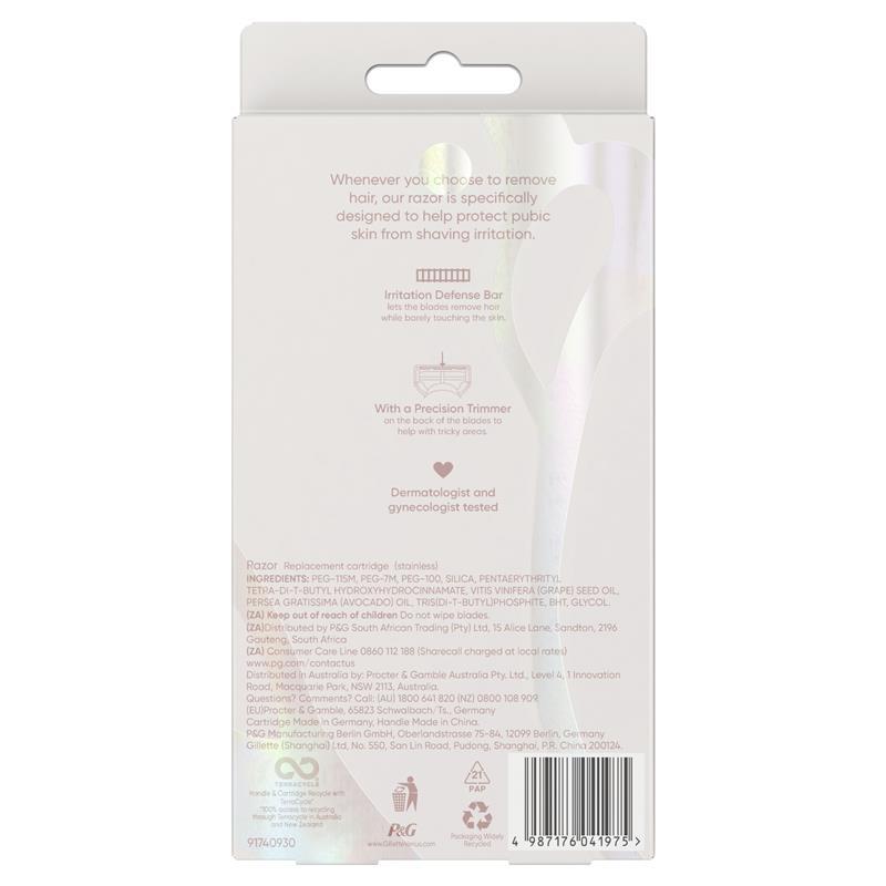 Gillette Venus Women's Bikini Razor Shaver For Pubic Hair & Skin with 2 Blade Refills