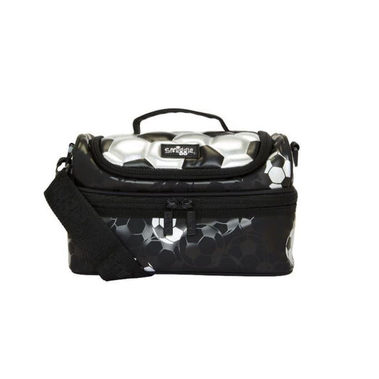 SMIGGLE Striker Print Block Double Decker Boys Lunchbox Black