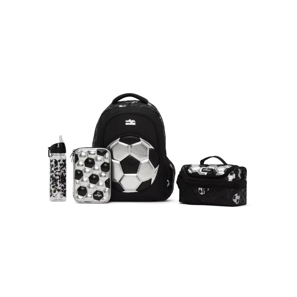 SMIGGLE Striker Print Block Double Decker Boys Lunchbox Black