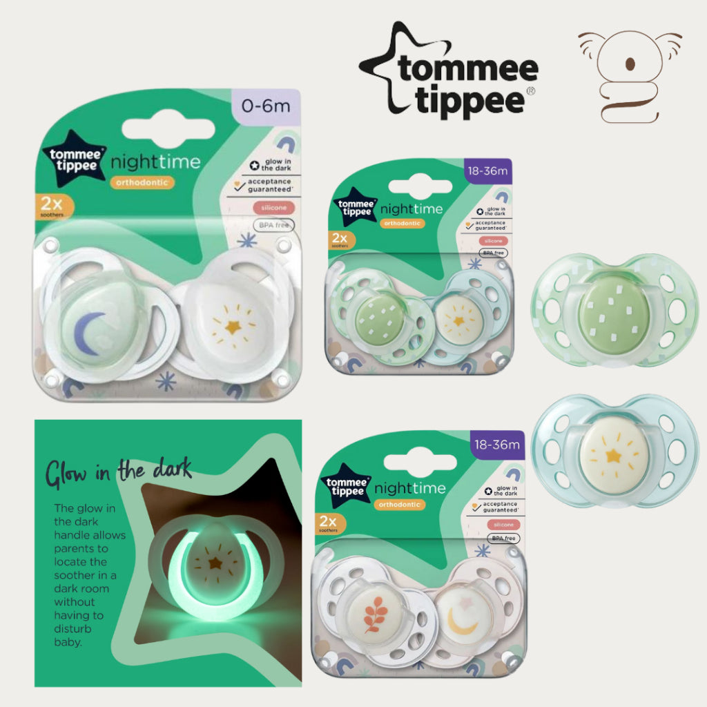 Tommee Tippee Closer To Nature Soother Dummy Pacifier Night Time 0-26 months 2 Pack