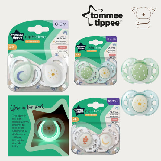 Tommee Tippee Closer To Nature Soother Dummy Pacifier Night Time 0-26 months 2 Pack