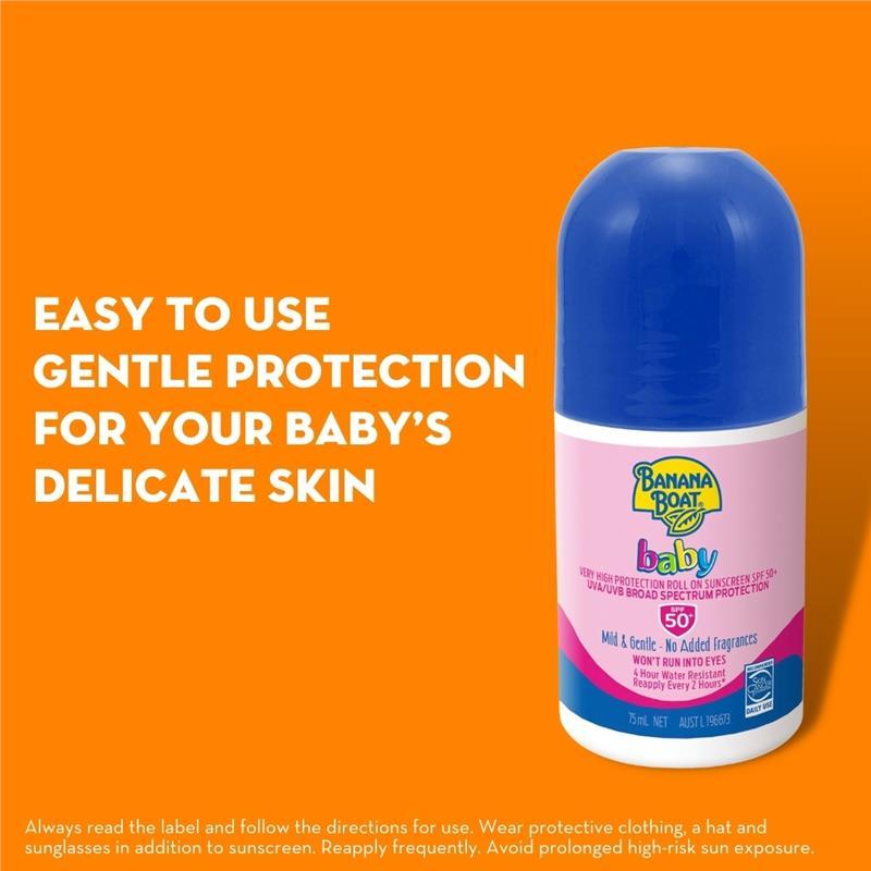Banana Boat Baby Roll On Sunscreen SPF 50+ UVA/UVB Sun Protection Water Resistant 75ml