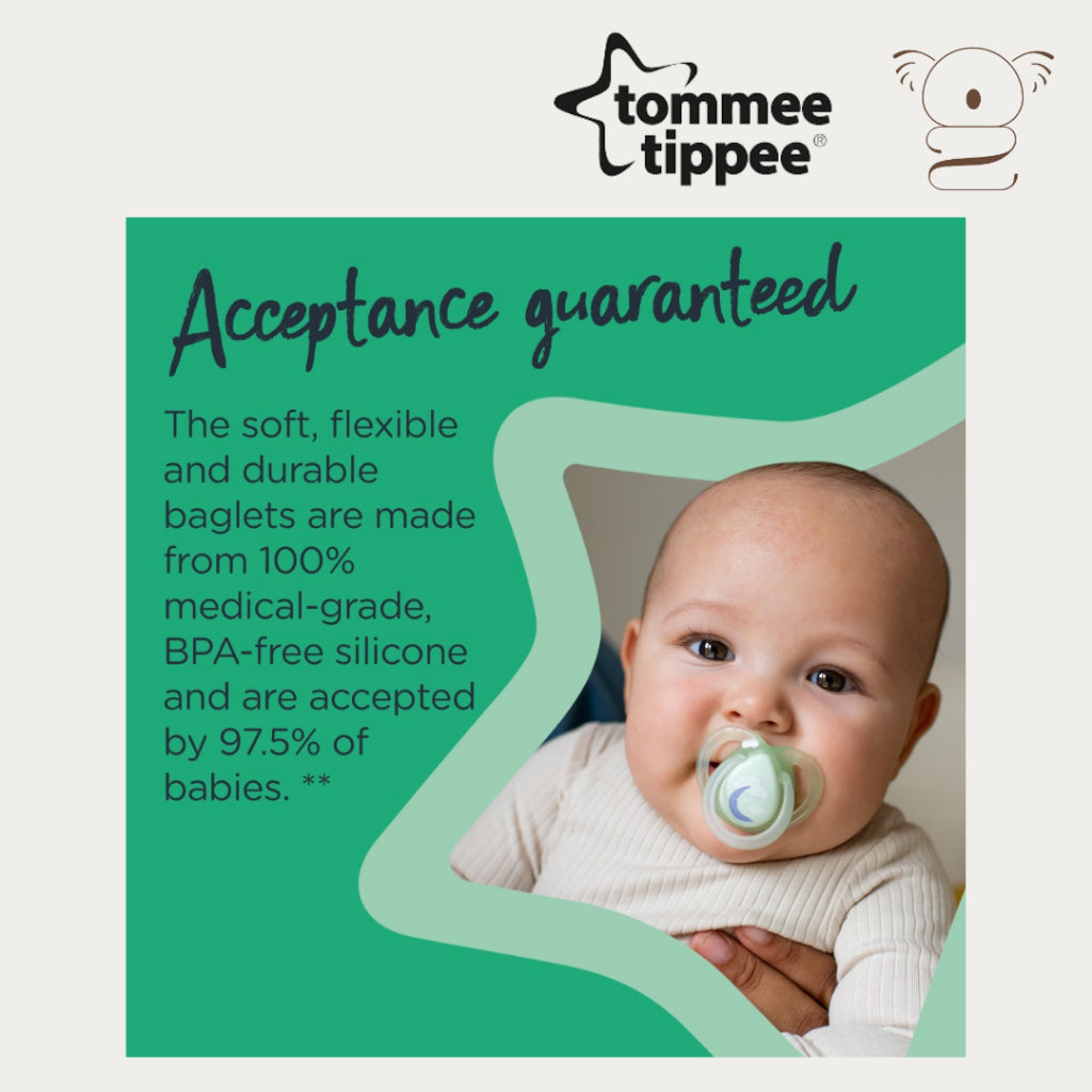 Tommee Tippee Closer To Nature Soother Dummy Pacifier Night Time 0-26 months 2 Pack