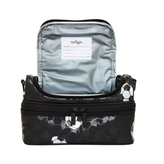 SMIGGLE Striker Print Block Double Decker Boys Lunchbox Black