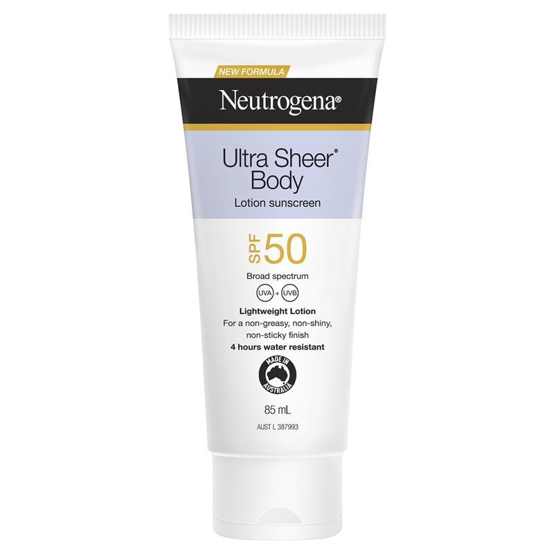 Neutrogena Ultra Sheer Body Lotion Sunscreen SPF 50 Water Resistant & Non-Greasy Lightweight 85ml