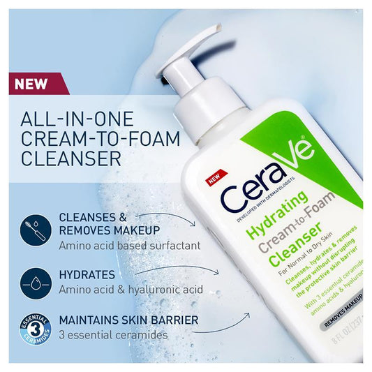 CeraVe Hydrating Cream to Foam Cleanser for Normal to Dry Skin 236ml