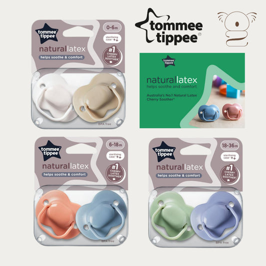 Tommee Tippee Baby Pacifier Cherry Latex Soother 2 Pack BPA free 0-6m, 6-18m, 18-36m