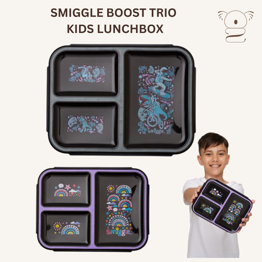 Smiggle Boost Trio Kids Lunchbox 3 Compartments Leak Proof Portable
