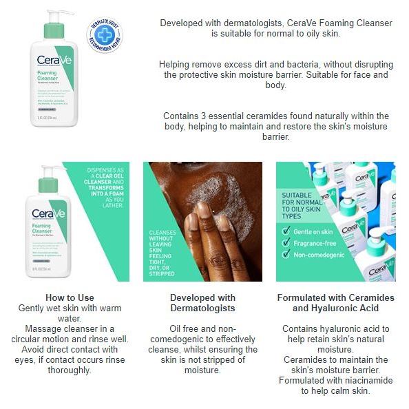CeraVe Foaming Facial Cleanser Normal to Oily Skin