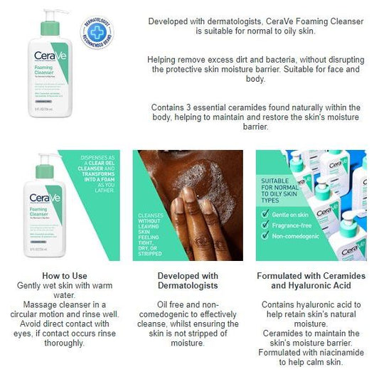 CeraVe Foaming Facial Cleanser Normal to Oily Skin