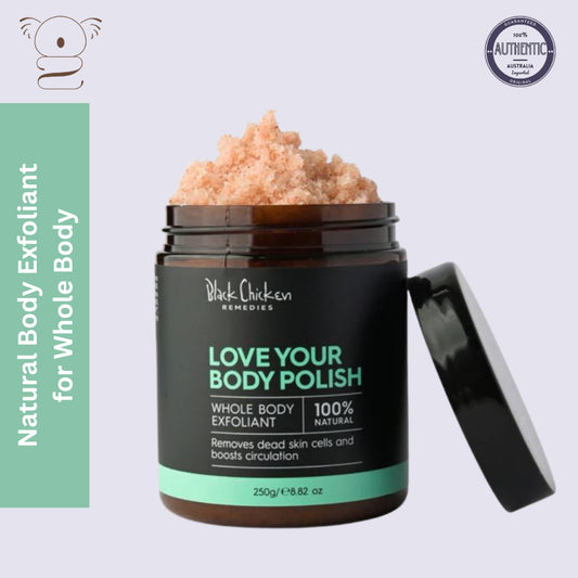 Black Chicken Remedies Love Your Body Scrub Polish - Natural Body Exfoliant Himalayan Salt Oil