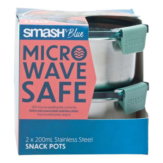 Smash Snack Microwave Safe Stainless Steel Pot 2 Pack