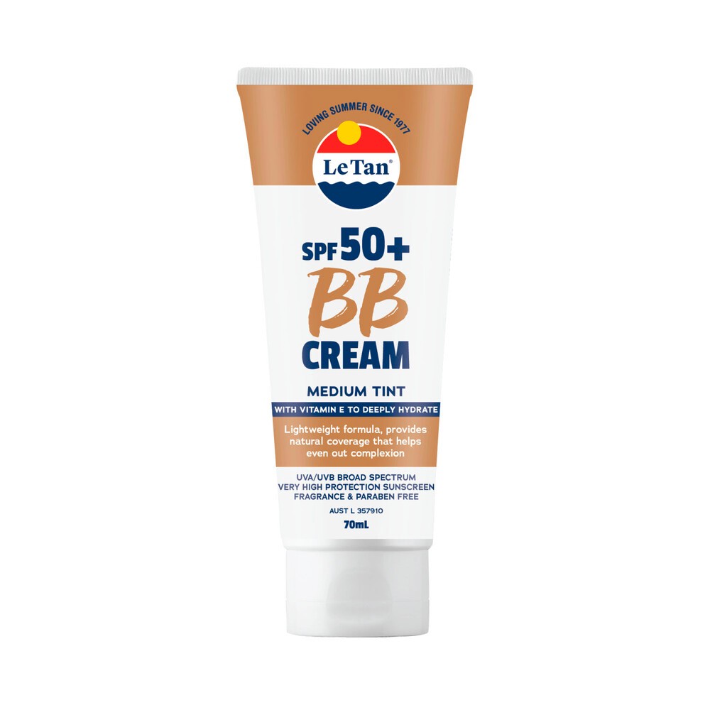 Le Tan SPF50+ BB Cream Tint 70ml SPF 50 Hydrating High Protection Broad Spectrum Light and Medium