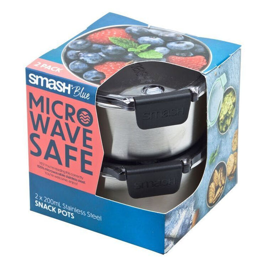 Smash Snack Microwave Safe Stainless Steel Pot 2 Pack