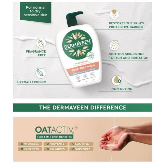 Dermaveen Daily Nourish Soap Free Wash 1L 500ml or 250ml