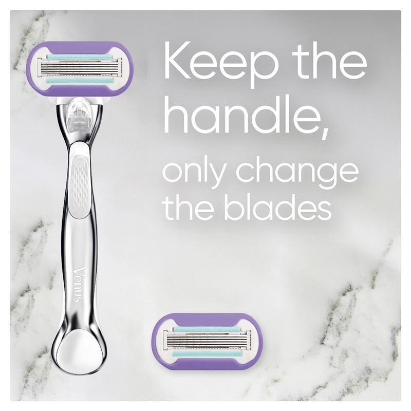 Gillette Venus Deluxe Smooth Platinum Razor With 2 Womens Razor Blades Refill