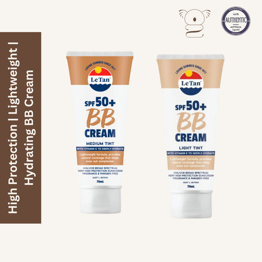 Le Tan SPF50+ BB Cream Tint 70ml SPF 50 Hydrating High Protection Broad Spectrum Light and Medium