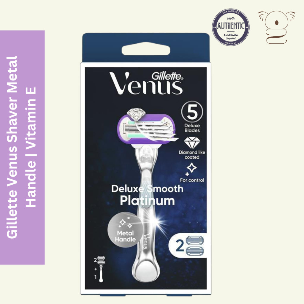 Gillette Venus Deluxe Smooth Platinum Razor With 2 Womens Razor Blades Refill