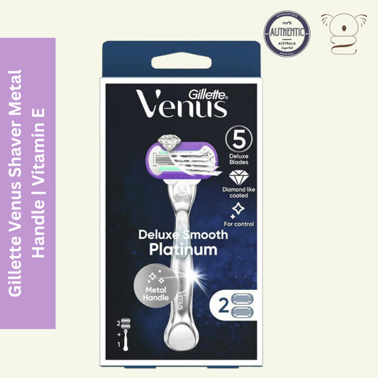 Gillette Venus Deluxe Smooth Platinum Razor With 2 Womens Razor Blades Refill