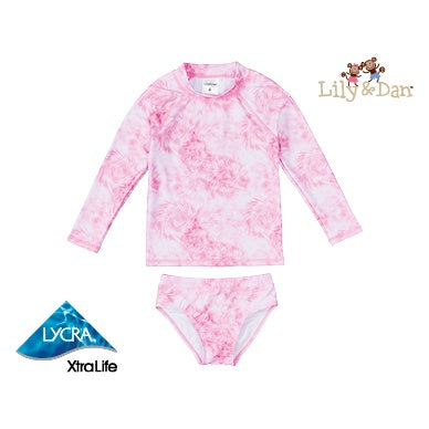 ALDI Lily & Dan Girls Rash Vest & Boardshort Bikini Set Swimwear Sizes 3-12 years