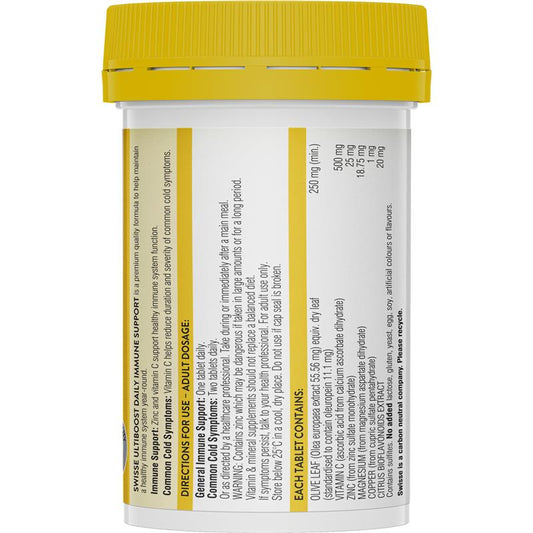 Swisse Ultiboost Daily Immune 60 Tablets Multi-vitamin C Zinc