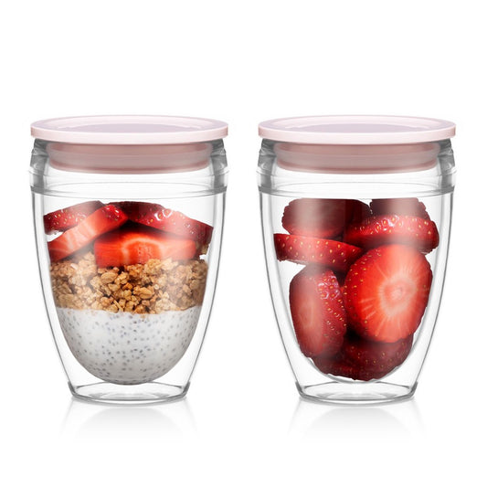 BODUM PAVINA 2 pcs To-Go Double Wall Glasses Cups Tumbler with Lid 0.3L10oz