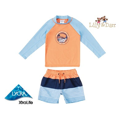 ALDI Lily & Dan Boy's Rash Vest & Boardshort Set Surf Swimwear Sizes 3-12