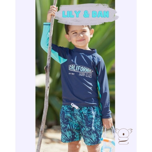 ALDI Lily & Dan Boy's Rash Vest & Boardshort Set Surf Swimwear Sizes 3-12