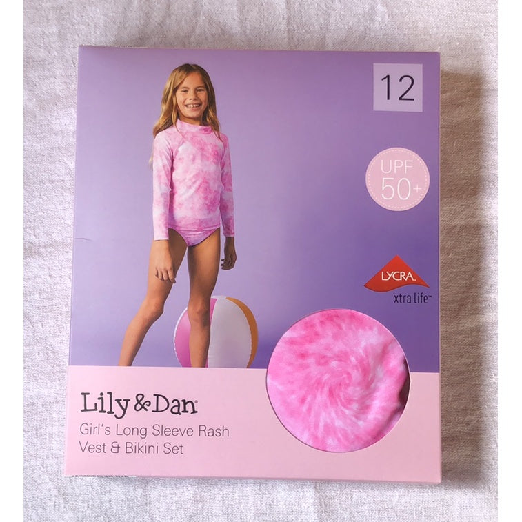 ALDI Lily & Dan Girls Rash Vest & Boardshort Bikini Set Swimwear Sizes 3-12 years