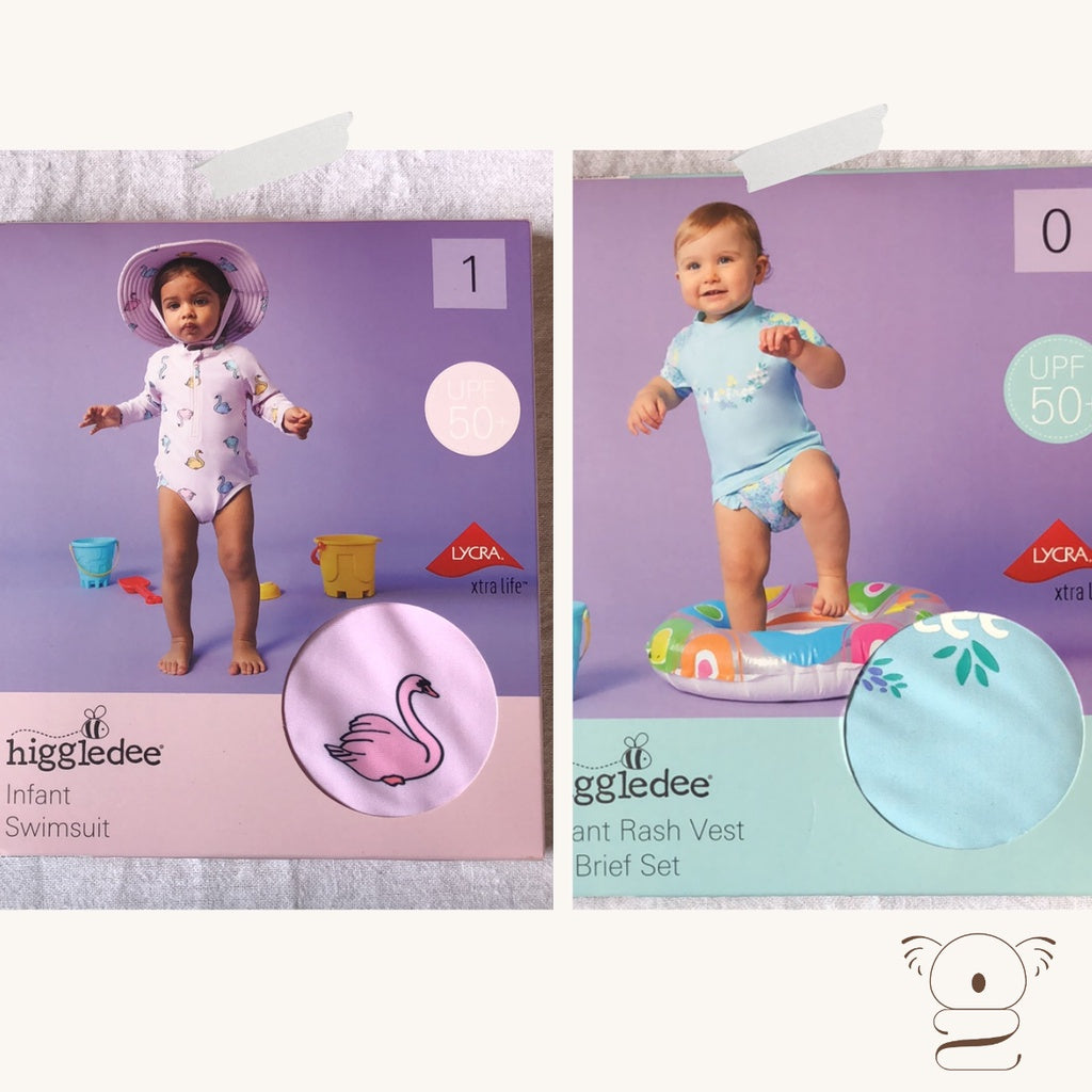 ALDI Higgledee Girls Infant Swimsuit One Piece Rash Set Baby Size 0-2 years old