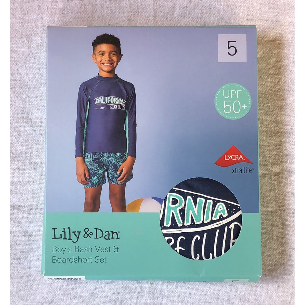 ALDI Lily & Dan Boy's Rash Vest & Boardshort Set Surf Swimwear Sizes 3-12