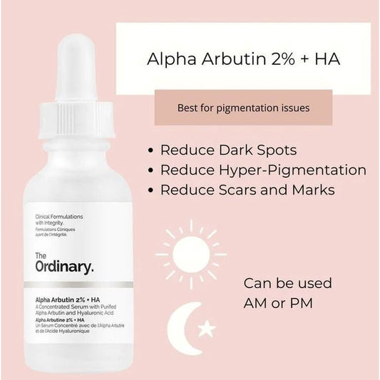 THE ORDINARY Alpha Arbutin 2% + HA 30 ml for Dark Spots Hyper-pigmentation Dull Skin