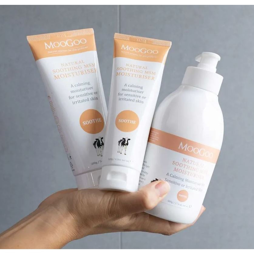 Moogoo Soothing MSM Moisturiser Lotion 120g 200g Sensitive Skin Face Body