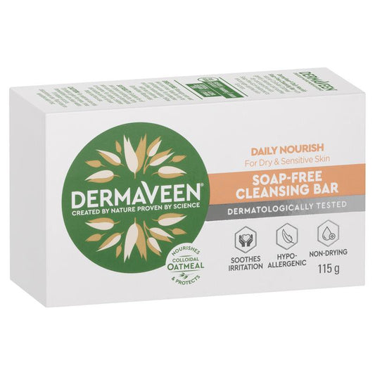 DERMAVEEN Daily Nourish Soap-free Cleansing Bar Dry Sensitive Skin 115g