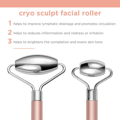 REAL TECHNIQUES Stainless Cryo Sculpt Facial Roller Face Slimming Massage