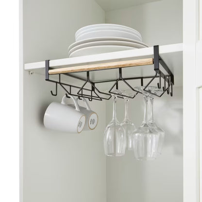 Anko Wire and Wood Undershelf Glass and Mug Rack